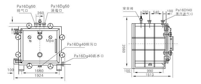 方形靜態(tài)真空干燥機結構示意圖